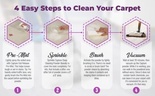 Capture Carpet & Rug Dry Cleaner w/Resealable lid (4 Pound) and Capture Spot and Stain Remover Carpet, Couch, Sofa Cleaner (32 oz) Bundle