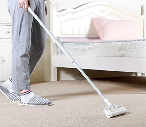 Long Handle Tear-Off Sticky Paper Roller Floor Portable Retractable Brush for Hair Cloth Furniture Dog Wool Sheet(Long Handle)