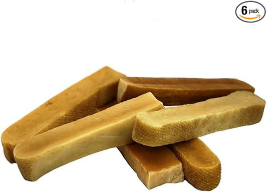 Yeti Dog Chew - Yak Cheese Himalayan - Healthy Long Lasting - Yak Chews for Large, Medium and Small Dogs - Yak Bones for Dogs - Natural Yak Cheese - Medium, 6 Pieces, 1lb