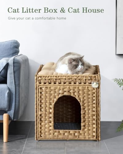SETVSON Cat Litter Box Enclosure Furniture, Hidden Litter Box with Mat and Fence, Cat Litter Mat, Small Double Layer Cat Mat for Litter Box, Honeycomb Trapping pad Waterproof Urine Proof, Easy Clean