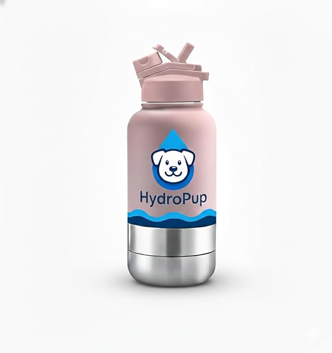 32 OZ Stainless Steel Dog Water Bottle With Lid-HydroPup (Pink)