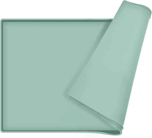 Dog Food Mat,Silicone Waterproof Food Tray,Non Slip Pet Bowl Mats Placemat,1" Raised Edge,Suitable for Most Small and Medium Sized Pets,32" x 24"