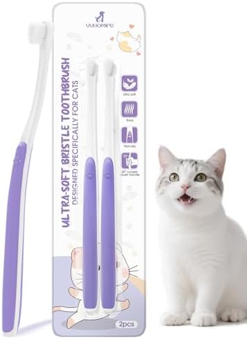 Cat Toothbrush for Kitten Teeth Cleaning + Natural Coconut Oil Cat & Dog Toothpaste