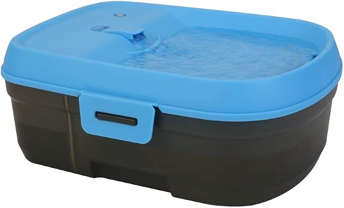 DH025 Cordless Battery Operated Pet Water Fountain, Cool Blue/Translucent Black
