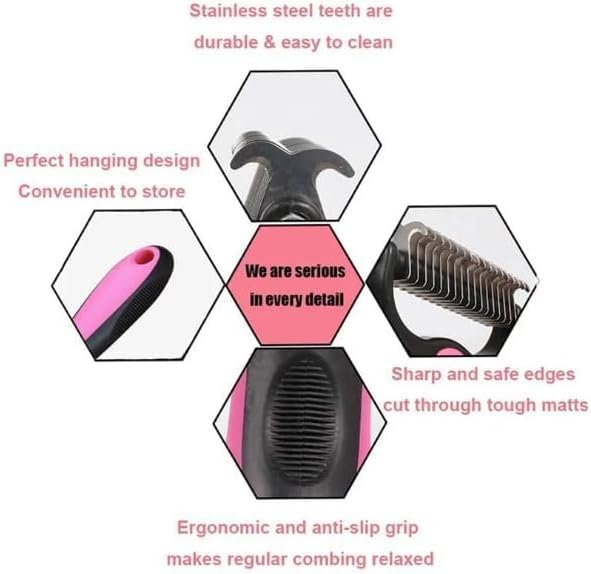Nvroome ShdAway Professional Deshedding Tool - 2026 New Undercoat Rake Pet Brush Removes Tangles Knots (Rose)