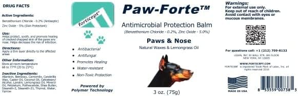 Forticept Paw Care Kit - Dog Paw Balm Protector from Ice, Snow, Dirt, Salt, Hot Sand and Paw Cleaner Maxi-Wash. Dog Beeswax Balm moisturizer for Cracked Paw Pads