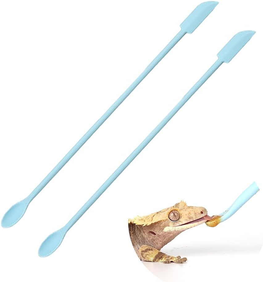 2Pcs Crested Gecko Food Mixing Spoon, Feeding Spoon fit Lizard Gargoyle Bearded Dragon - Blue