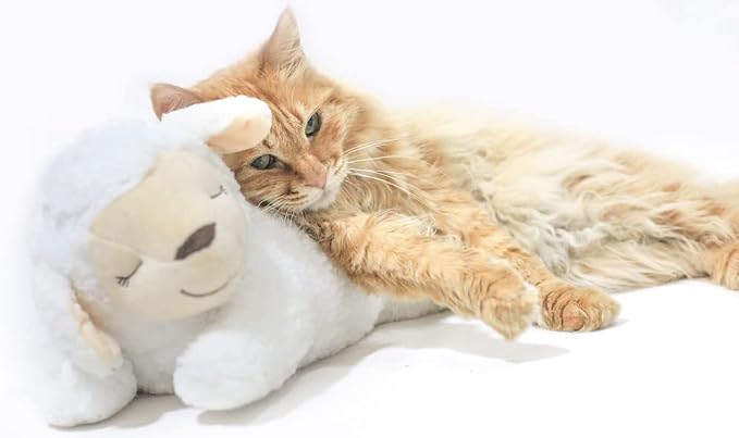 HonourHope Dog Heartbeat Toy for Anxiety Relief, Dog Soft Plush Toy Pet Calming Puppy Behavioral Training Aid Toy Pet Companion Pillow for Puppy Dog Cat Kitty Pets - Sheep