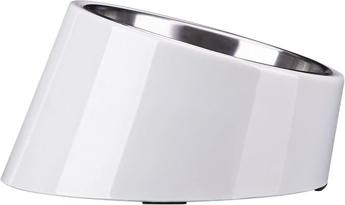 SuperDesign Mess Free 15° Slanted Bowl for Dogs and Cats, Tilted Angle Bulldog Bowl Dog Feeder, Non-Skid & Non-Spill, Easier to Reach Food M/1 Cup Gray