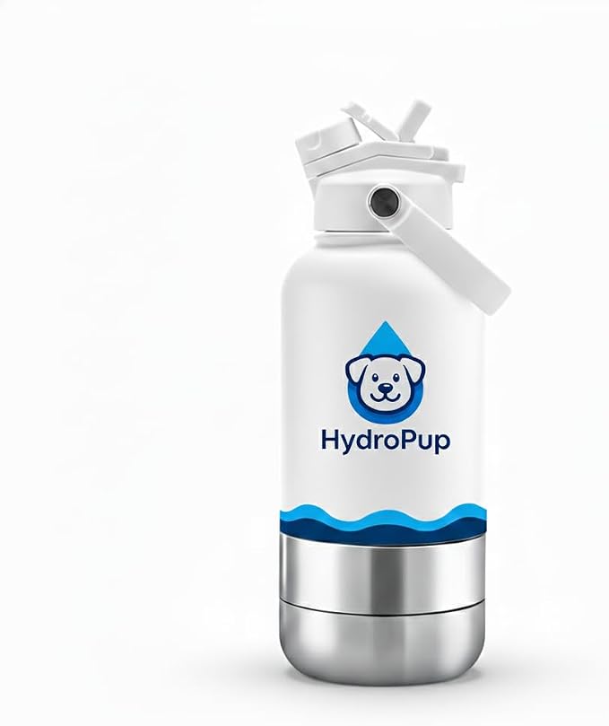 Dog Water Bottle for Walking and Hiking, 32 oz with Bowl Stays Cold