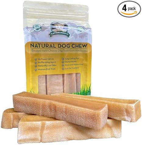 Authentic Himalayan Yak Cheese for Dogs - Large/XLarge (Pack of 4) - Sourced from Pristine Himalayan Foothill, Rawhide-Free, NO preservatives