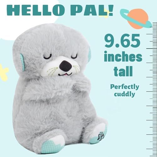 rytopt Breathing Stuffed Animal, Simulated Breathing Sounds, 4 Gear Adjustment, Volume Control, Plush Toy with Music & Light (Gray)