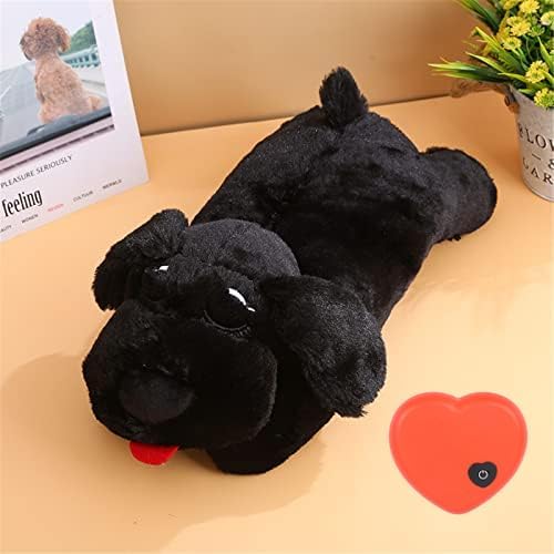 3T GROUP Dog Heartbeat Toy for Puppy Stuffed Animal with Heartbeat Toy Sleep Aid Essentials Anxiety Relief Behavioral Training Plush Pillow Black (Black)