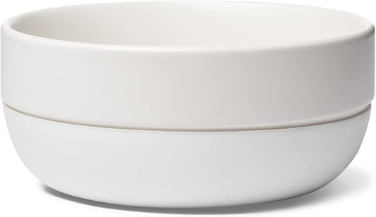 Waggo Ceramic Cling Dog Bowl with Rubber Bottom for Small and Large Breeds - Heavyweight Bowl with Anti-Skid Non Slip Rubber Bottom, Dishwasher Safe (Large, White)