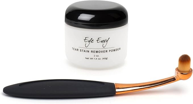 Eye Envy Tear Stain Remover Powder (2oz) and ProPowder Applicator Brush (Small) for Dogs and Cats, Apply Around Eyes, Cleans Tear Stains, Natural, Non-Irritating