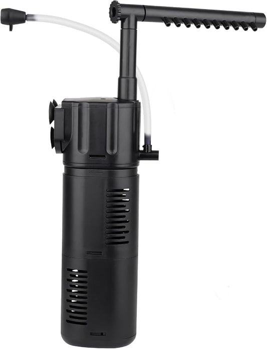 hygger Aquarium Internal Filter, Flow Rate Adjustable 4 in 1 Submersible Fish Tank Filter with Aeration System,Filtration/Oxygenation/Waveker/Circulation (for 5-15 Gallon Tank)