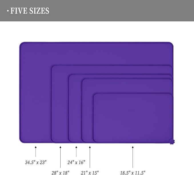 Reopet Silicone Pet Feeding Mat - Waterproof & Non-Slip Dog Cat Placemat | High Raised Edges Prevent Food & Water Spills to Protect Floors, Easy to Clean, Fit for Dog Cat Bowls