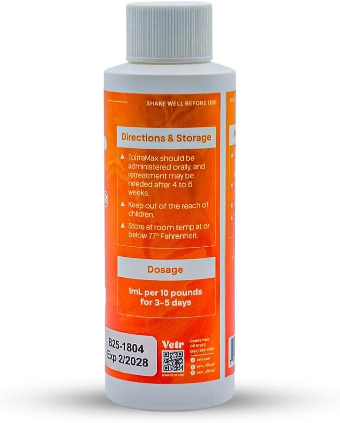 Toltrazuril 10.0% for Horses, Dogs, Cats, 120mL/4 Ounce, for Non-Food Chain Animals