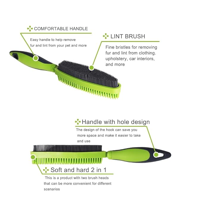 Premium Rubber Pet Hair Brush - Removes Hair from Couches & Pets' Coats