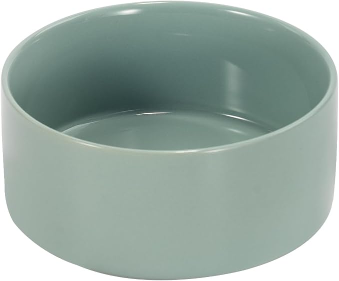 SPUNKYJUNKY 42OZ Ceramic Dog and Cat Bowl, Modern Cute Weighted Food Water Bowl for Replacement Morandi Green (1 Pack)