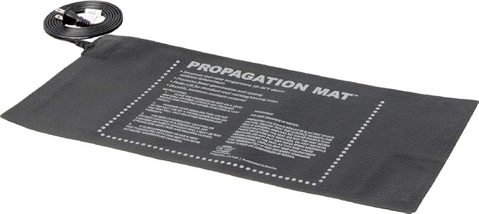 Dirt Genius Hydrofarm, 19006, Measures 8.88" x 19.5" UL Listed Propagation Mat 17 Watt, 8.875" x 19.5", Black