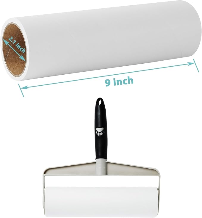 9 inch Lint Roller Refills Only for Spotty Supersize Extra Sticky Adhesive Lint Roller Refill Pet Cat & Dog Hair Remover for Clothes and Furniture, Pack of 5 Refills, 300 Sheets Total