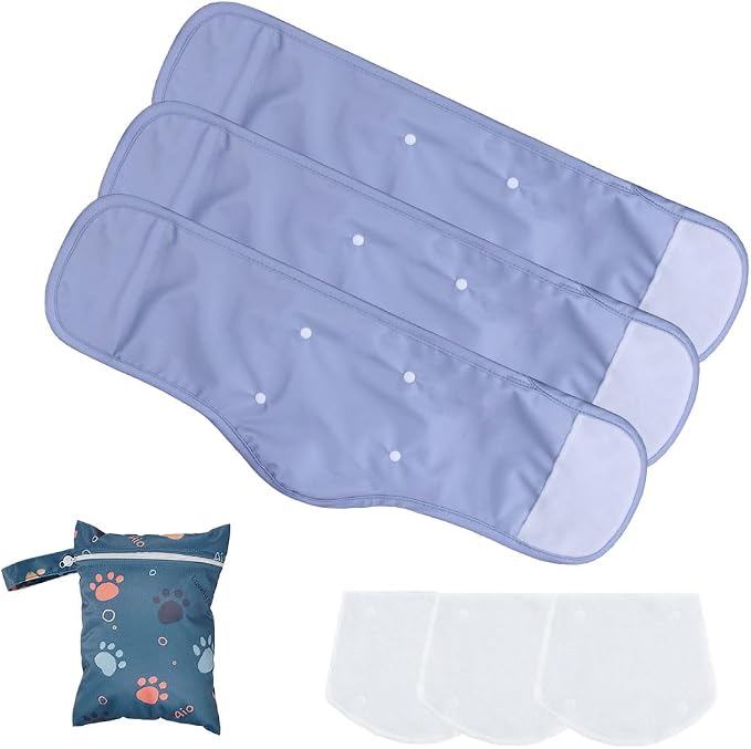 AIO Male Belly Bands for Dogs - Dog Diapers Male -Belly Bands for Male Dogs- High Absorbing Dog Wraps Washable - Reusable Small Doggy Doggie Puppy Dog Diapers