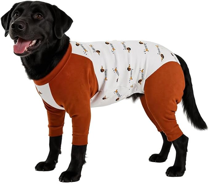Dog Recovery Suit After Spay-Prevents Lick & Shed (Brown,3XL) | Soft, Breathable cotton onesie protects abdominal surgical areas by preventing licking,scratching,and shedding