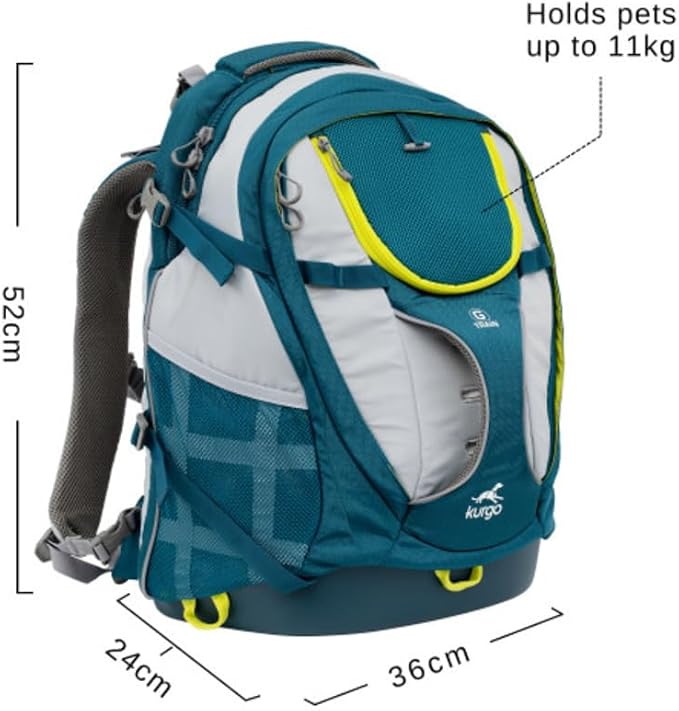 Kurgo G-Train Dog Carrier Backpack - Comfortable Travel Bag for Pets Up to 25 lbs - Waterproof Bottom - Multi-Compartment Pack - Dog Hiking Gear - Rugged Adventure Backpack - Ink Blue
