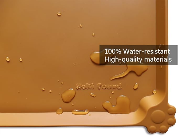 Hoki Found L Silicone Non Slip Pet Dog Cat Bowl Mats - Placemat - Feeding Mat - Waterproof - For Carpet - Butterscotch