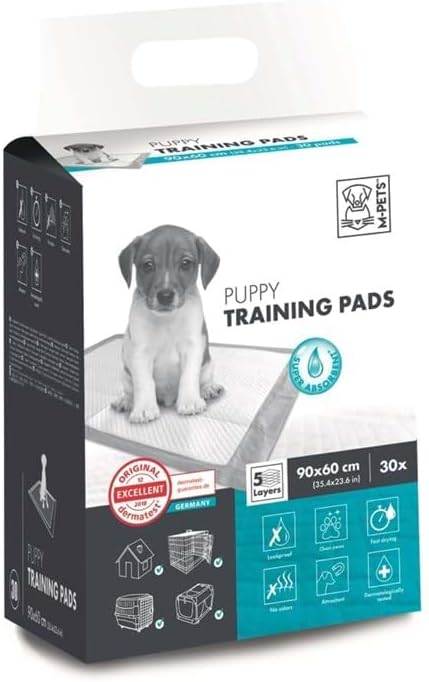 M-PETS Puppy Training Pads for Dogs – Leakproof Fast-Drying Puppy Pee Pads with Odor Control & Clean Paws Technology (30, 90 x 60 cm)