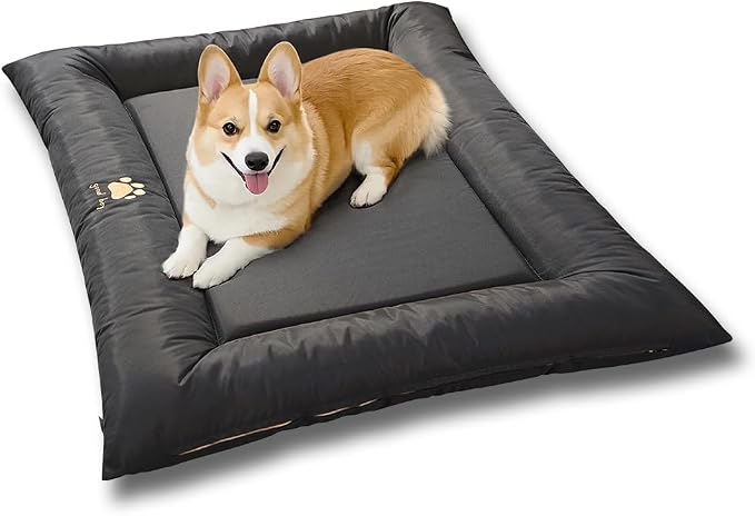 SOMAHE Medium Dog Bed with Removable Washable Cover - Orthopedic Dog Crate Pad, Waterproof Oxford Fabric, Non-Slip Bolster Bed for Medium Dogs, 36x23 Inch, Black
