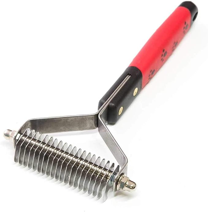 Paw Brothers Dematting/Deshedding Bundle - Paw Brothers 20 Blade Medium Dematting Rake, Removes Tangles & Mats - Nature's Speciallties EZ Out Concentrated Dog Shampoo, Deshedding Solution, 16oz