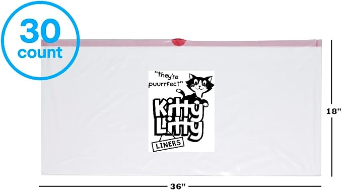 Cat Litter Box Liners 30 Count Drawstring Kitten Waste Bag | leak proof, heavy duty, scratch resistant, litter tray liner, kitty clean up, rabbit litter liner, extra large size
