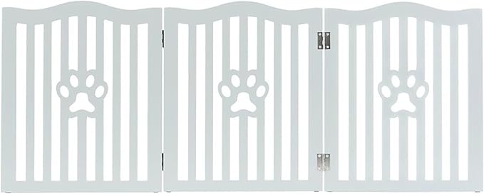 Pet Gate, Wooden Free Standing Dog Gate for Small Dogs and Cats. Great Folding Fence for Doorways, Halls, Stairs. Grey