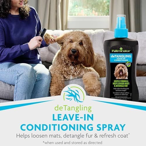 FURminator Doodle Bundle | FURminator 2-in-1 Doodle Grooming Tool for Dogs, 2-in-1 Ultra Premium Shampoo & Conditioner 16oz & deTangling Leave-in Conditioner Spray 8.5oz