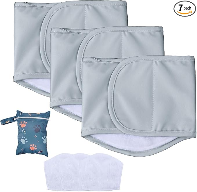 AIO Male Belly Bands for Dogs - Dog Diapers Male -Belly Bands for Male Dogs- High Absorbing Dog Wraps Washable - Reusable Large Doggy Doggie Puppy Dog Diapers