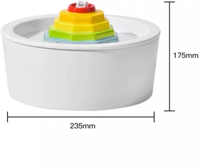 Ceramic Cat Water Fountain Rainbow Cats Tower Water Dispenser 1.5L/50.73oz Dog Water Bowl Dispenser Cat Fountain for Cats Indoor Ultra Quiet Pump Pets Water Bottle Round
