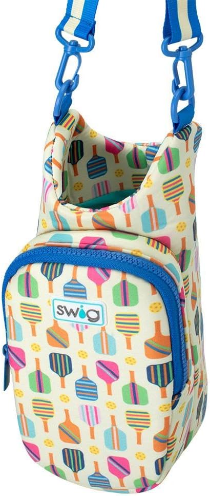 Swig Life Water Bottle Sling Bag, Water Bottle Holder with Adjustable Strap, Carrier Bag with Zippered Phone Pocket, Holds 36oz (Pickleball)
