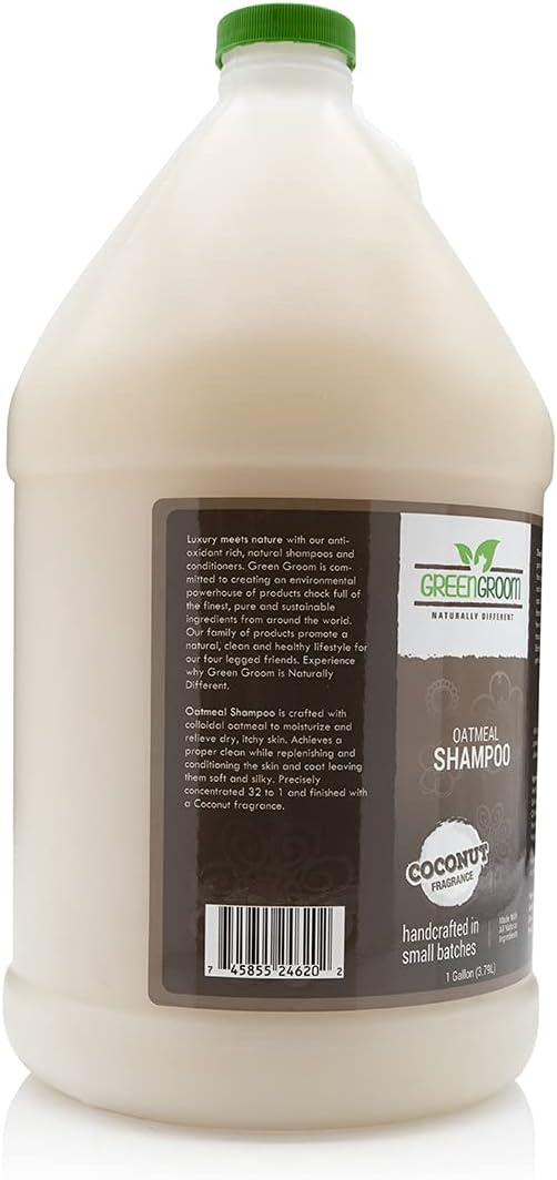 Green Groom Oatmeal Dog Shampoo, 1 Gallon - Natural Colloidal Oatmeal, Calms Dry Itchy Irritated Skin, Natural Ingredients, Moisturizes and Soothes the Skin and Coat, Professiona Grooming Grade
