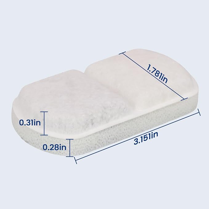 Cat Water Fountain Filter, 6 Pack Replacement Filters & 6 Pack Sponges for 74oz/2.2L & 135oz/4L Stainless Steel Cat Fountain, Pet Water Dispenser Filter