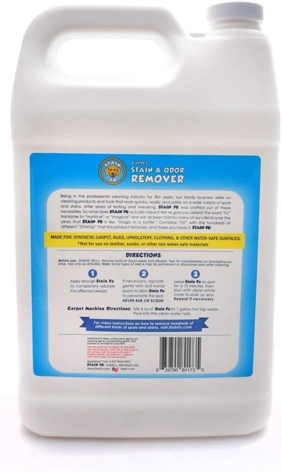 Pet Stain & Odor Remover – Professional Strength Carpet, Upholstery & Rug Cleaner for Dog & Cat Urine, Feces, Vomit, Coffee & Wine – Multi-Surface Odor Eliminator (1 Gallon)