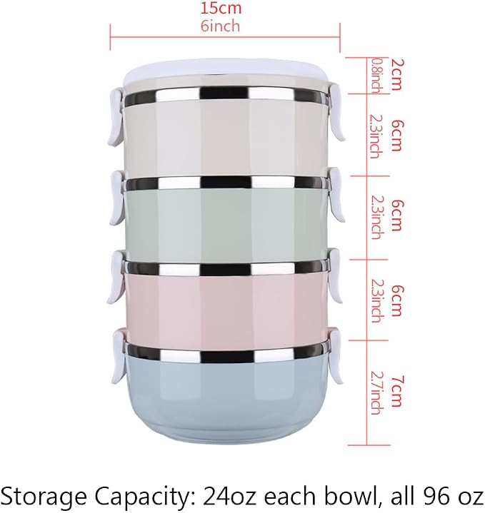 Pets Travel Bowl,4 Tiers Portable Stainless Steel Travel Lunch Bowls Set for Pet