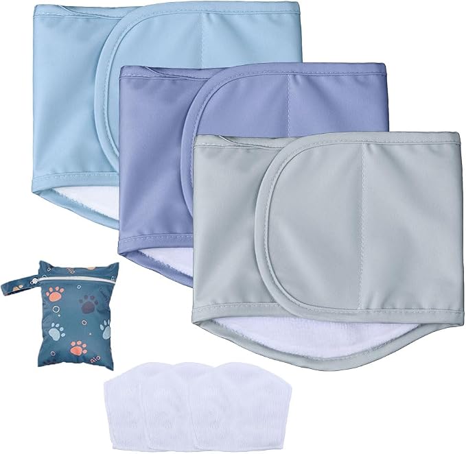 AIO Male Belly Bands for Dogs - Dog Diapers Male -Belly Bands for Male Dogs- High Absorbing Dog Wraps Washable - Reusable Large Doggy Doggie Puppy Dog Diapers