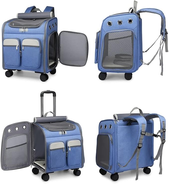 Cat Puppy Car Backpack Pet Transport Bag Trolley Cage Suitcase with Window(E)