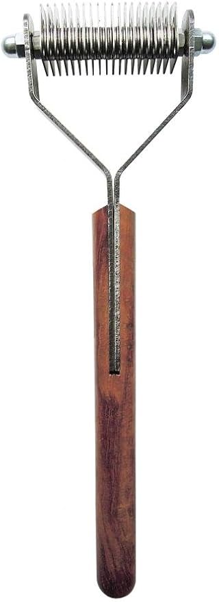 Mars Coat King Original Dematting Undercoat Grooming Rake Stripper Tool for Dogs and Cats, Stainless Steel with Wooden Handle, Made in Germany, 20-Blade