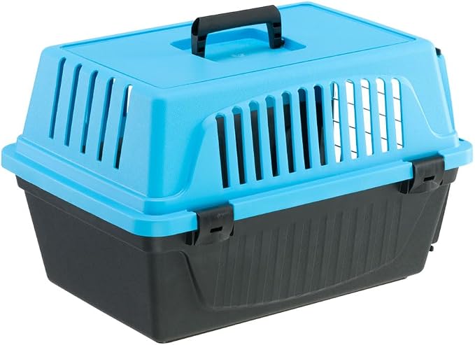 Ferplast Cat Carrier Small Dog Carrier, Secure, Practical, Easy to Clean, Durable Pet Dog/Cat Travel Box Cage up to 5 Kg. 48 x 32.5 x h 29 cm. Blue