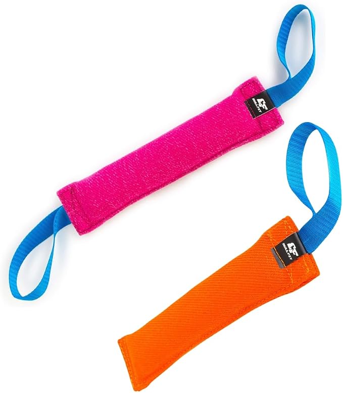 Bull Fit 2X K9 Dog Bite Tug Toy with Strong Handles - Made of Durable & Tear-Resistant French Linen - Perfect for Tug of War, Fetch & Puppy Training - Ideal for Medium to Large Dogs