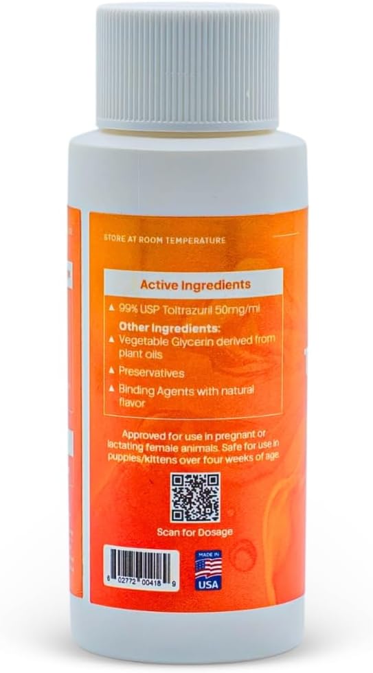 Toltrazuril 5.0% for Horses, Dogs, Cats, 60mL/2 Ounce, for Non-Food Chain Animals