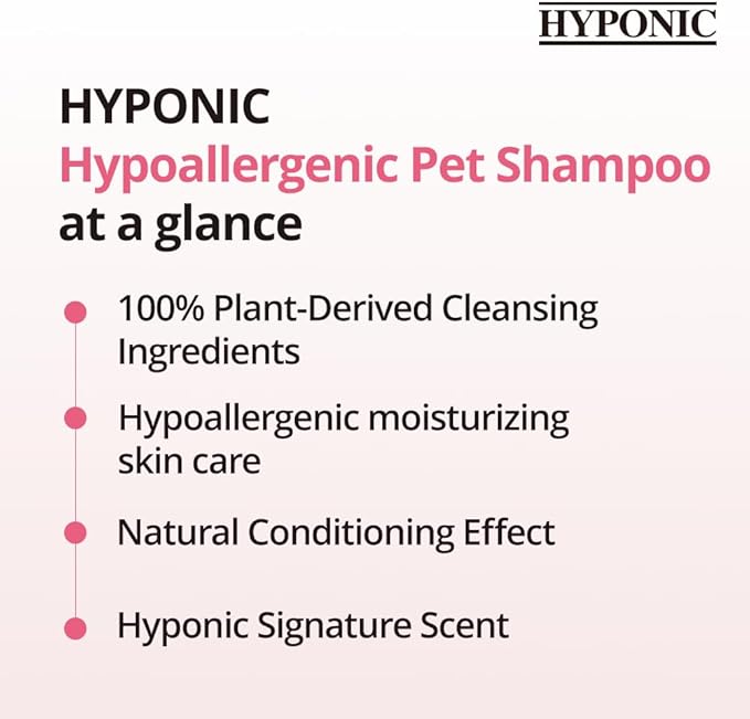 HYPONIC Hypoallergenic Premium Dog Shampoo - Deodorizing, Sensitive Skin, Detangling (Puppies& Short Coats (10.1 oz))